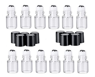 12 Stück 2ml Mini Klarglas Rollon Flaschen leer nachfüllbar ätherisches Öl Gl...