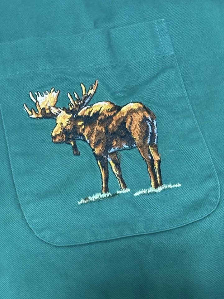 Vintage Flannel Shirt Size Green Embroidery Moose 2 Sided Size XL NWT - READ - Image 4 of 4