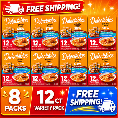8 packs - Hartz Delectables Lickable Cat Treat - Stew Variety Pack, 12 CT