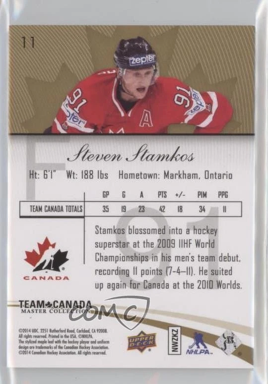 2015 Upper Deck Team Canada Master Collection /499 Steven Stamkos #11 - Image 2 of 2