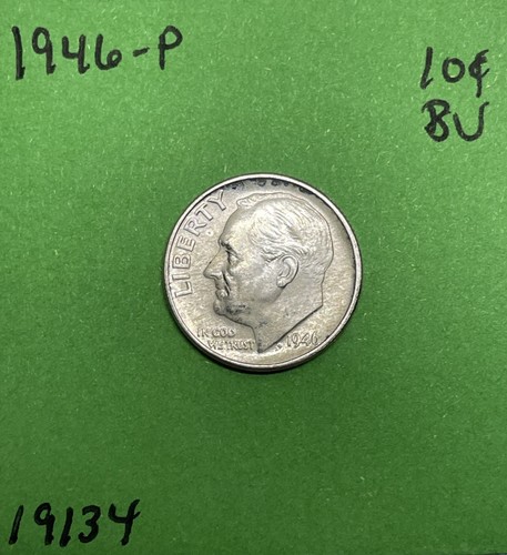 1946 P Roosevelt Dime BU Uncirculated Mint State 90% Silver 10c US Coin - Picture 1 of 3