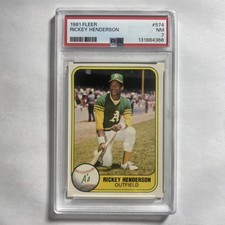 1981 Fleer Baseball #574 Rickey Henderson Psa 7 Near Mint