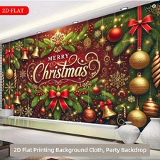 HOME/1pc Large Christmas Decoration Backdrop-2D Flat,Extra Long 71x157 Inches 1