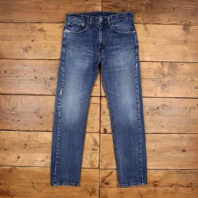 Levis 505 Jeans 34x32 Herren Blau Regular Straight Faded Button Denim