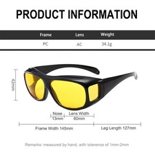 Sunglasses Anti-UV Protection - Black Frame with Yellow Lenses - Lightweight
