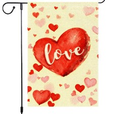 Valentines Day Garden Flag Love Heart Garden Flags 12x18 Inch Double-Sided Bu...