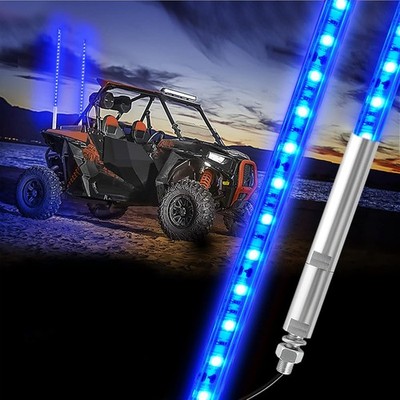 2pcs 4ft LED Lighted Antenna Whip Flag Pole Blue for ATV UTV RZR Off-Road Buggy