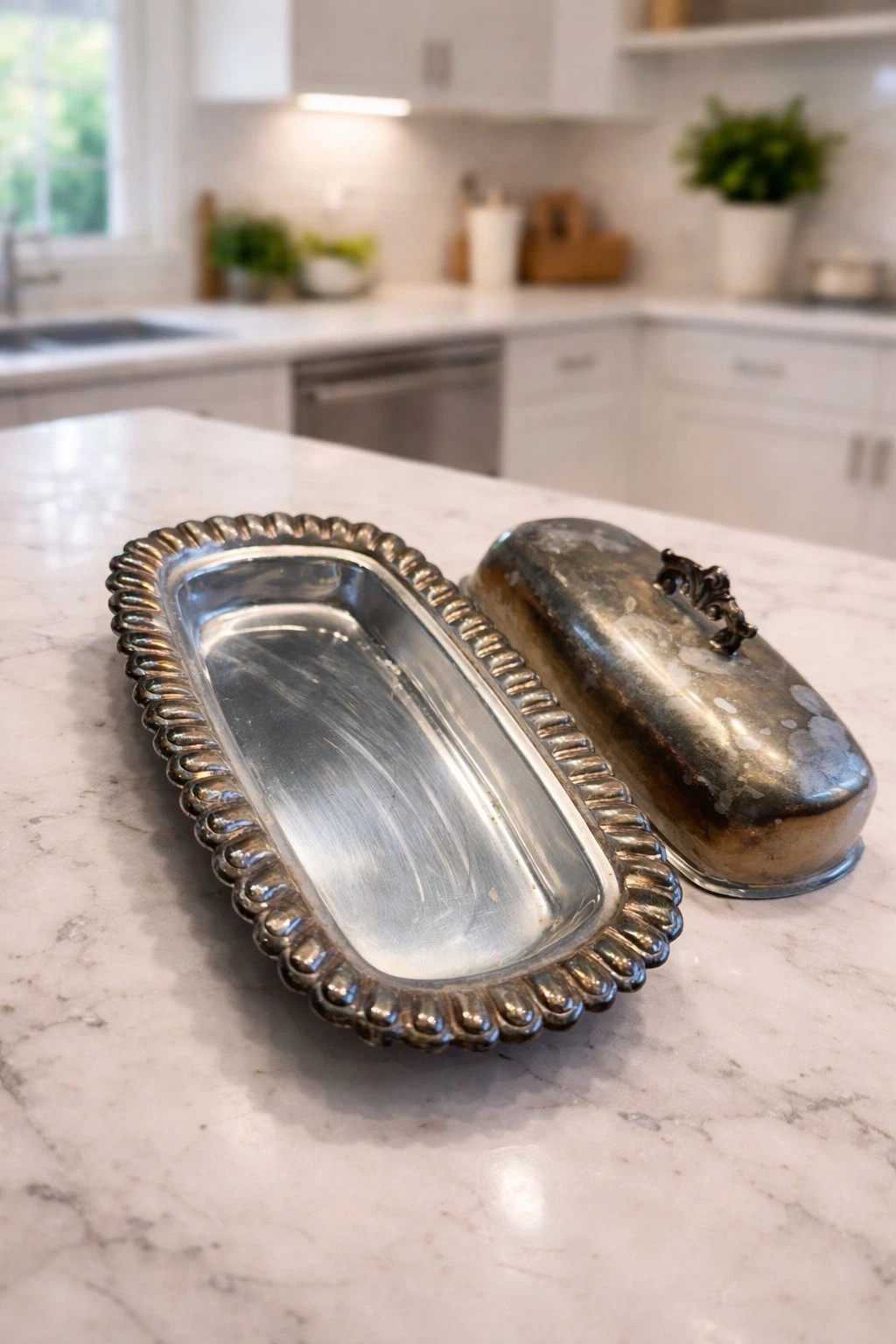 Vintage Silver Plated Butter Dish with Cover