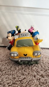 Vintage Disney Mickey Mouse & Friends Fab 5 Yellow Taxi Duck Cab Co Coin Bank