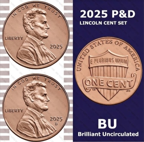 2025 2-Coin P & D Mint Set Lincoln Penny Uncirculated -- LAST PENNIES Tracked!