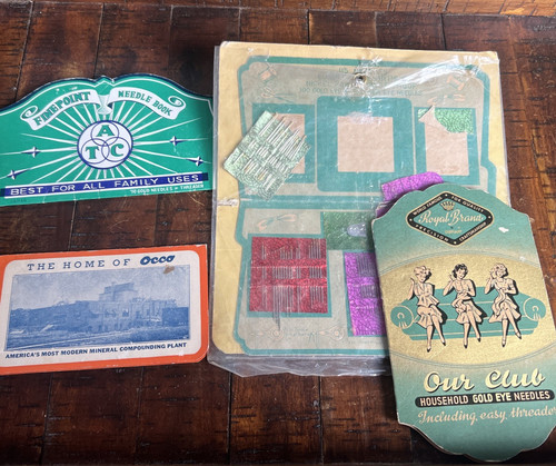 Lot of Vintage Sewing Needles Cards Books and INCOMPLETE Advertising Occo
