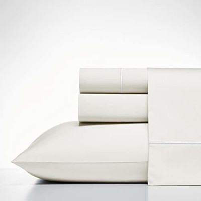 Silky Smooth Queen Cotton Sateen Sheets, 400 TC, Wrinkle Resistant - Regatta Whi