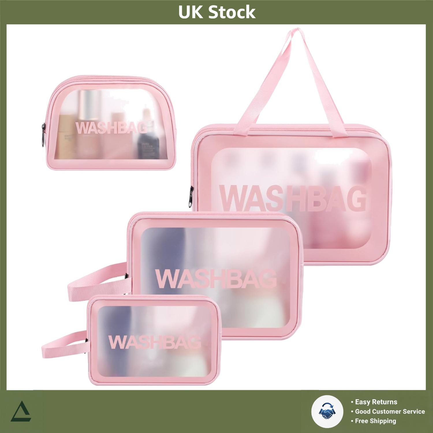 Clear Travel Toiletry Bags Set for Women, Waterproof Makeup Organizer, 4 Pcs
