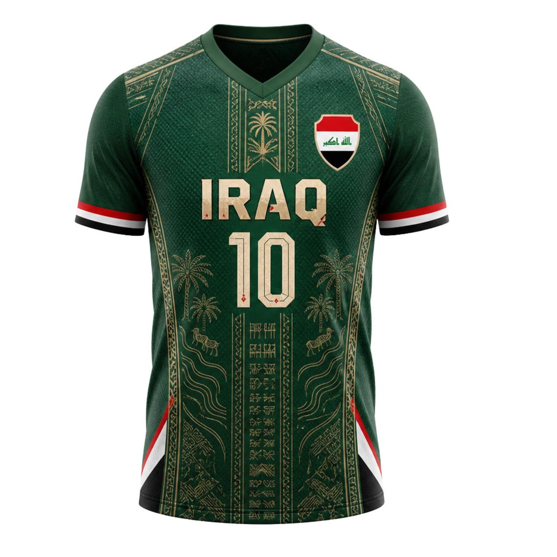 Iraq World Cup 2026 Soccer Jersey Custom Name Number Mesh V-Neck T