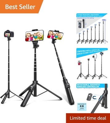 62-Inch Extendable Selfie Stick Tripod with Remote & Phone Holder - Travel Ready