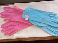 Vintage Nylon Gloves Size 7.5. NEW lot Of Two Pairs Gutman-Lann Pink/ Blue