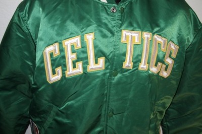 NBA Starter Vintage Boston Celtics Satin Bomber Jacket Green Size