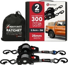 Auto Retract Ratchet Straps Heavy Duty – 300Kg Max Break Capacity Self Retractin