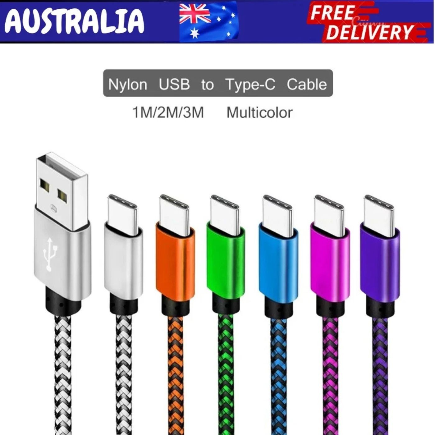 USB-C Fast Charging Cable Braided Nylon USB-A to Type C Cord 1M 2M 3M Android