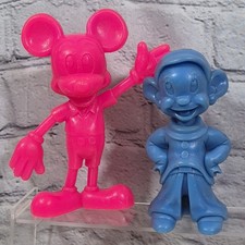 Vintage 70s Disney Figures Dopey Mickey Mouse Hard Plastic Toys By Louis Marx