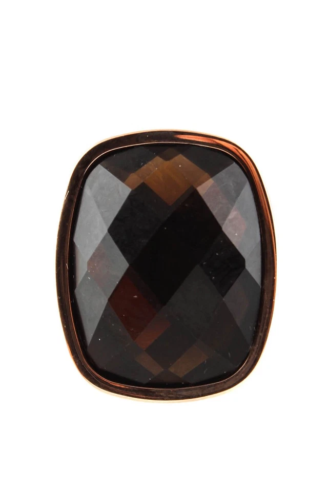 Anel de coquetel Folli feminino geométrico marrom resina tom dourado grande tamanho 6.5 - Imagem 2 de 3