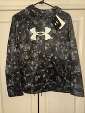 NWT Boys Under Armour Gray Black Camo Hoodie Size Youth Large MSRP 45