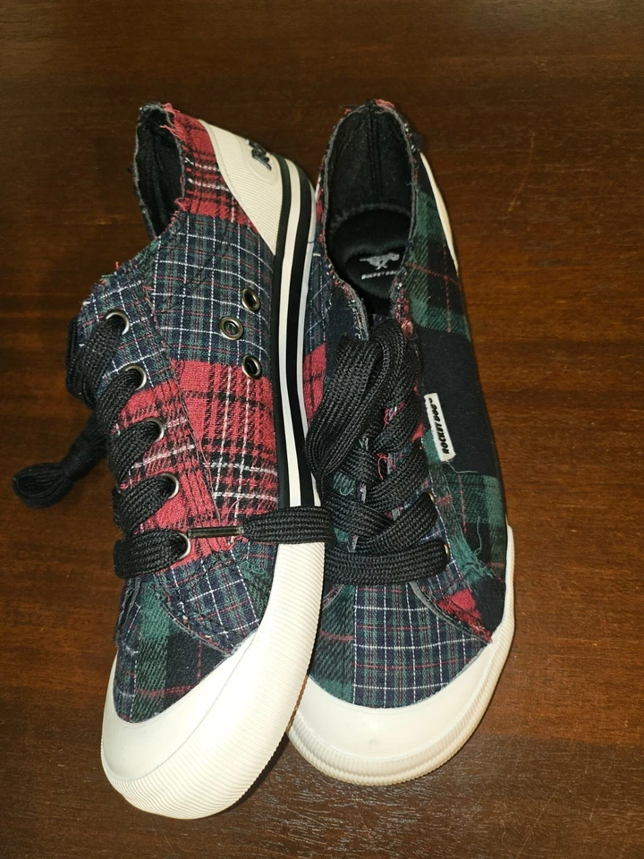 Zapatillas deportivas Rocket Dog para mujer Jumpin Harlem de algodón zapatos verde rojo a cuadros nuevas 8,5 Foto 4 de 4