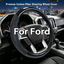 For Ford Maverick 2022-2026 Carbon Nappa Leather Steering Wheel Cover 15 Black For Ford Maverick 2022-2026 Carbon Nappa Leather Steering Wheel Cover 15 Black