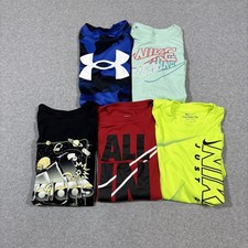 Lot of 5 Boys Shirts Sz S Nike Under Armour Adidas DriFit Active Graphic Tees