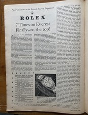 Rolex Watch 1953 Everest Himalaya Roll Honour List Print Ad Vintage Advert Rare!