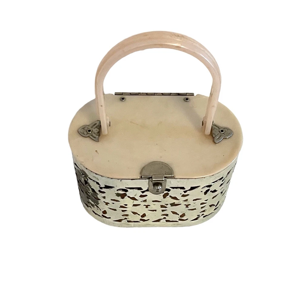 Cartera caja vintage años 50 niña Pascua metal y plástico Foto 3 de 4