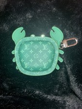 Louis Vuitton Crab Bag Charm Green Yellow Monogram Logo Zippered Accessory