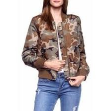 Love Tree Camo Bomber Jacket Women's Small Full Zip w/ Sleeve Pocket