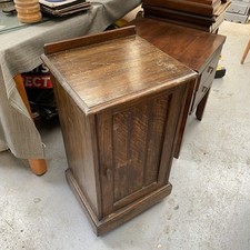 Antique Wood Cabinet Night Stand Pot Cupboard Bedside On Castors
