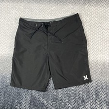 Hurley Phantom Swim Trunks Board Shorts Mens 36 Black Quick Dry Stretch