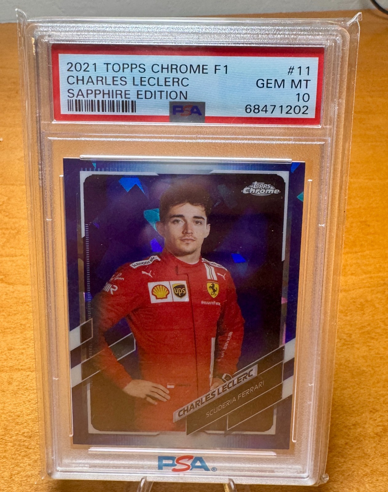 2021 Topps Chrome Sapphire F1 #11 Charles Leclerc Refractor Portrait PSA 10 view 1