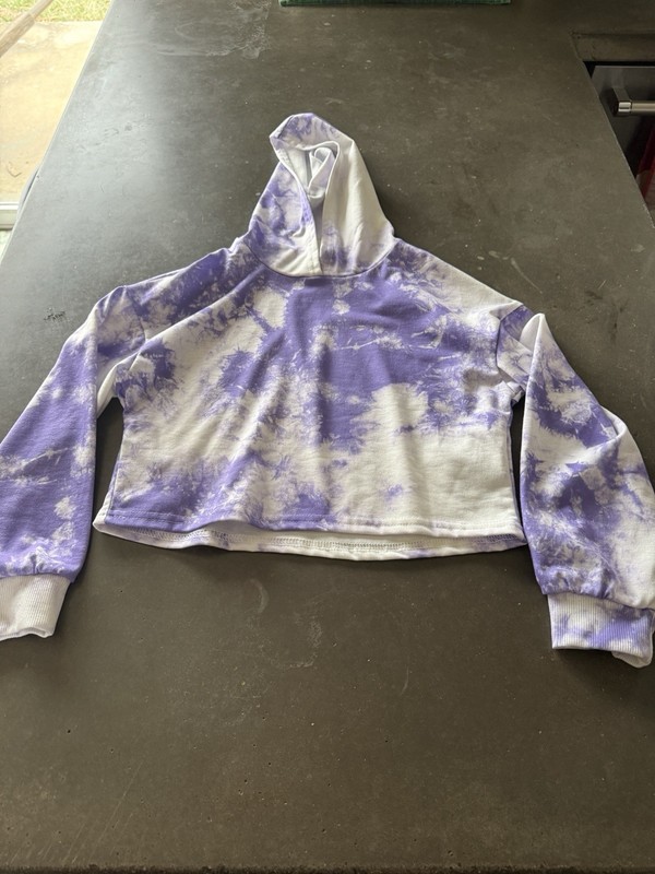 Girls SHEIN Cropped Hoodie Size 10Y Purple & White