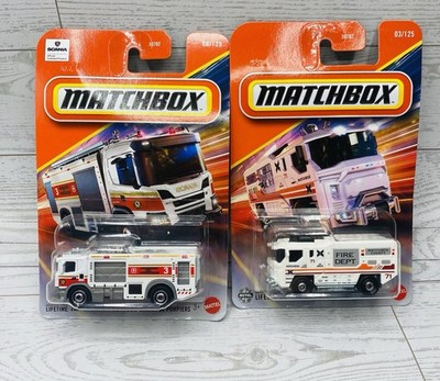 Set of 2 Matchbox County Fire Trucks Blaze Buster II & 2021 SCANIA XT Box Ships