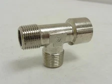 207969 New-No Box; MFG- 5603-06-06-06-SS Forged Tee; SS; 3/8 FNPT x 3/8 MNPT(x2)