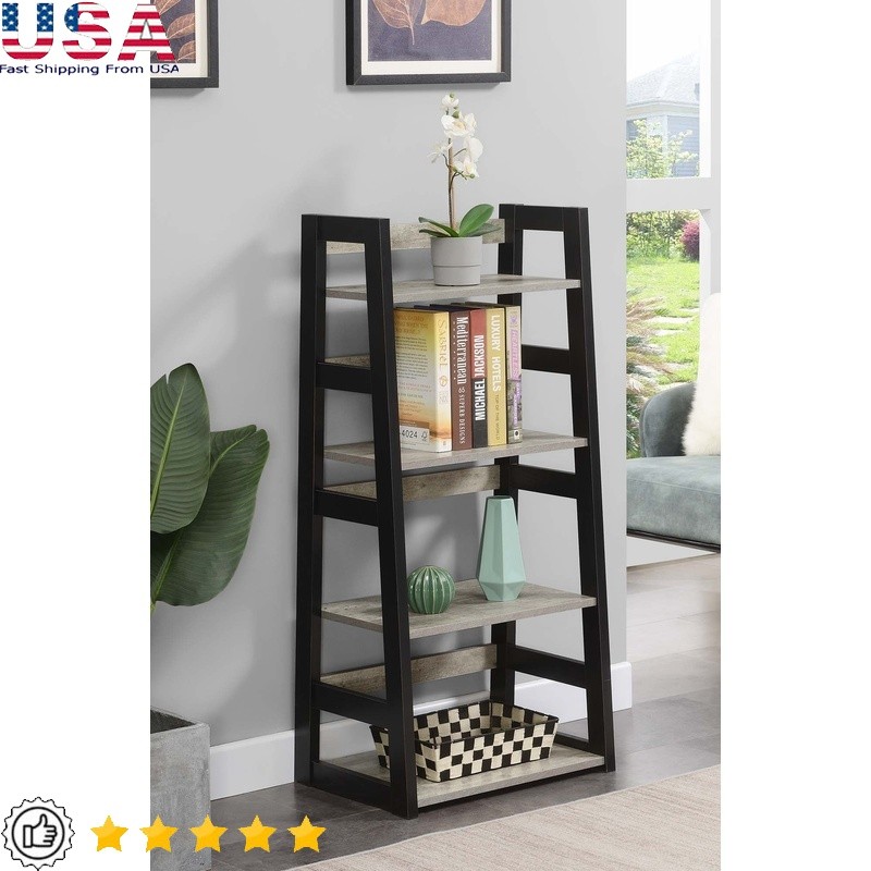 Multi-Tier Bookcase with Spacious Shelves for Home Office or Living Room Storage