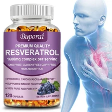 Resveratrol 1600mg- Resveratrol, Green Tea, Grape Seeds, Anti-aging, Antioxidant