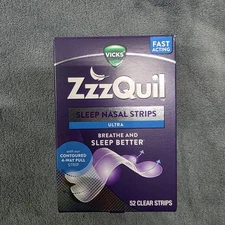 52 Clear Nasal Strips Vicks ZzzQuil Ultra Breath Better & Sleep Better - NEW