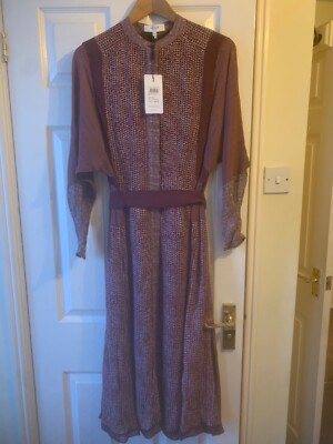 reiss tanis mixed print midi dress new with tags, size 10 petite UK