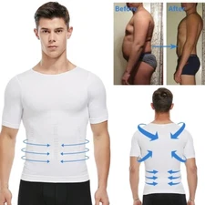 Men Slimming Body Shaper Posture Corrector Vest Abdomen Compression Shirt Top