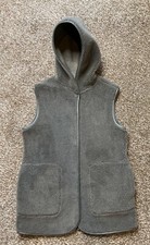 Bnwt Nicole Farhi Grey Taupe Faux Shearling Hooded Ladies Gilet Bodywarmer M / L