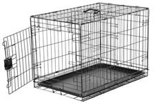 Basics Durable, Foldable Metal Wire Dog Crate with Tray, Single Door, 30x19x21"
