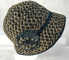 Hat Betmar Womens Bucket Cloche Black Brown Acrylic Blend