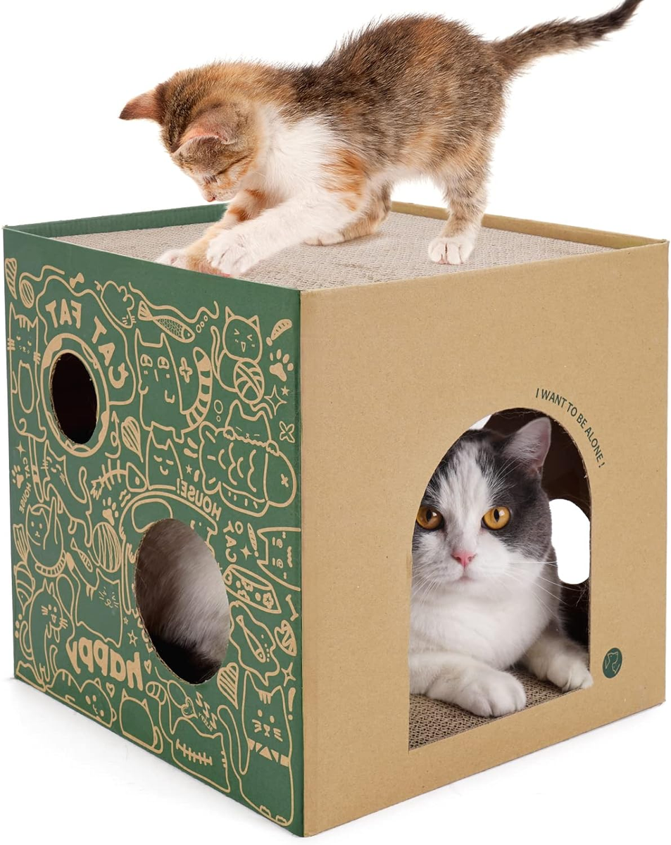 Cardboard Cat House with Story Scratch Pads Cat Play House for