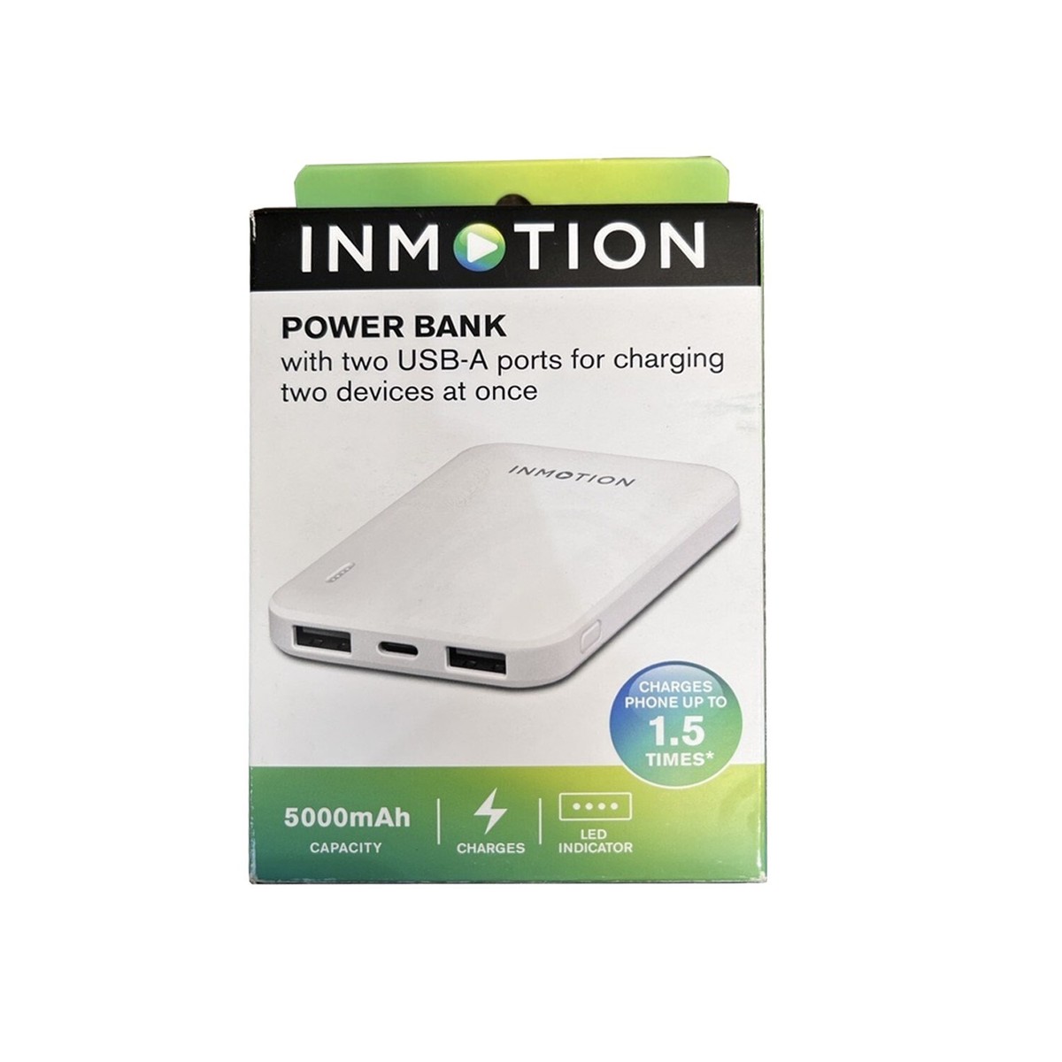InMotion 5K Power Bank 0.2 m Cable With 2 USB-A Ports White | eBay