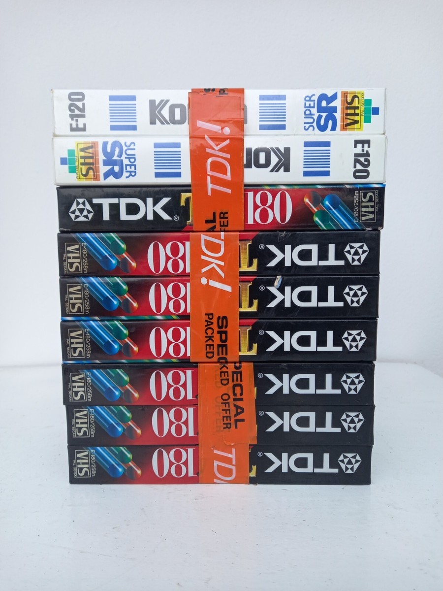 テレビ TAKE Lot of 9NOS Sealed TDK TV180 VHS Tape 180 Min E-180 Blank Video